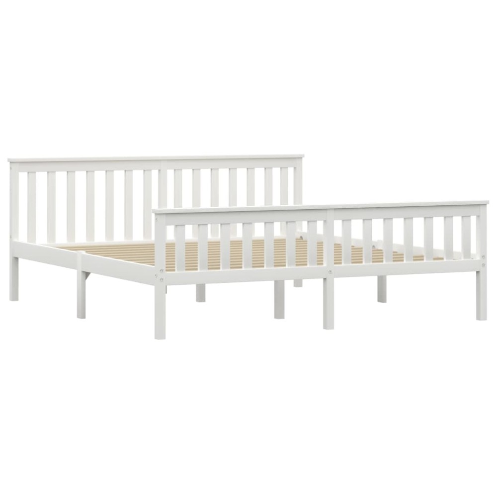 vidaXL Cadru de pat din lemn masiv de pin, alb, 180 x 200 cm