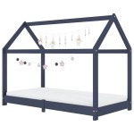 vidaXL Cadru de pat pentru copii, gri, 80 x 160 cm, lemn masiv de pin vidaXL Cadru de pat pentru copii, gri, 80 x 160 cm, lemn masiv de pin