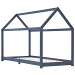 vidaXL Cadru de pat pentru copii, gri, 90 x 200 cm, lemn masiv de pin vidaXL Cadru de pat pentru copii, gri, 90 x 200 cm, lemn masiv de pin