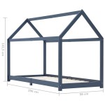 vidaXL Cadru de pat pentru copii, gri, 90 x 200 cm, lemn masiv de pin vidaXL Cadru de pat pentru copii, gri, 90 x 200 cm, lemn masiv de pin