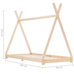 vidaXL Cadru de pat pentru copii, 90 x 200 cm, lemn masiv de pin
