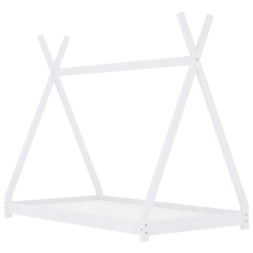 vidaXL Cadru pat de copii, alb, 70 x 140 cm, lemn masiv de pin