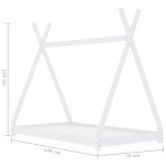 vidaXL Cadru pat de copii, alb, 70 x 140 cm, lemn masiv de pin vidaXL Cadru pat de copii, alb, 70 x 140 cm, lemn masiv de pin