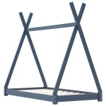 vidaXL Cadru de pat pentru copii, gri, 90 x 200 cm, lemn masiv de pin