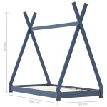 vidaXL Cadru de pat pentru copii, gri, 90 x 200 cm, lemn masiv de pin