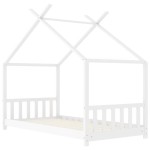 vidaXL Cadru de pat pentru copii, alb, 70 x 140 cm, lemn masiv de pin vidaXL Cadru de pat pentru copii, alb, 70 x 140 cm, lemn masiv de pin