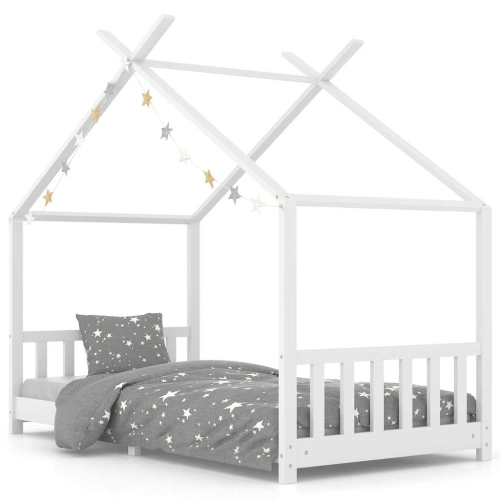vidaXL Cadru pat de copii, alb, 90 x 200 cm, lemn masiv de pin