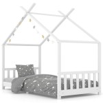 vidaXL Cadru pat de copii, alb, 90 x 200 cm, lemn masiv de pin vidaXL Cadru pat de copii, alb, 90 x 200 cm, lemn masiv de pin