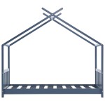 vidaXL Cadru de pat de copii, gri, 70 x 140 cm, lemn masiv de pin vidaXL Cadru de pat de copii, gri, 70 x 140 cm, lemn masiv de pin