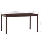 vidaXL Masă de bucătărie, maro închis, 140 x 70 x 73 cm, lemn de pin