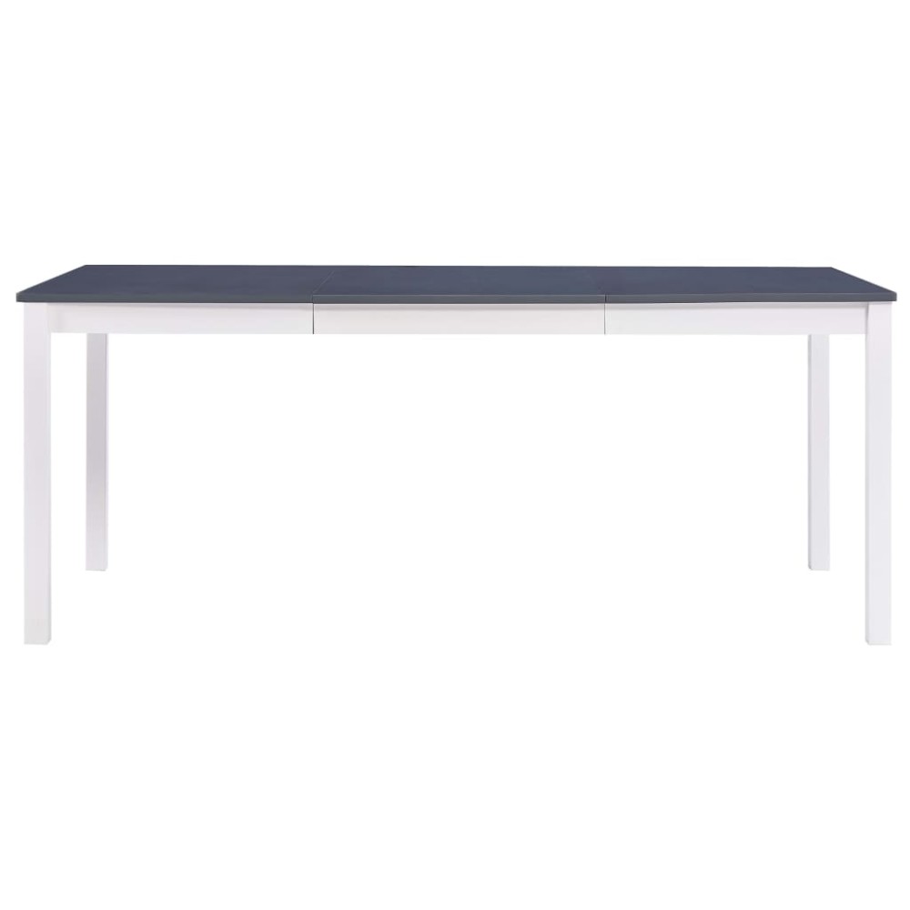 vidaXL Masă de bucătărie, alb și gri, 180 x 90 x 73 cm, lemn de pin