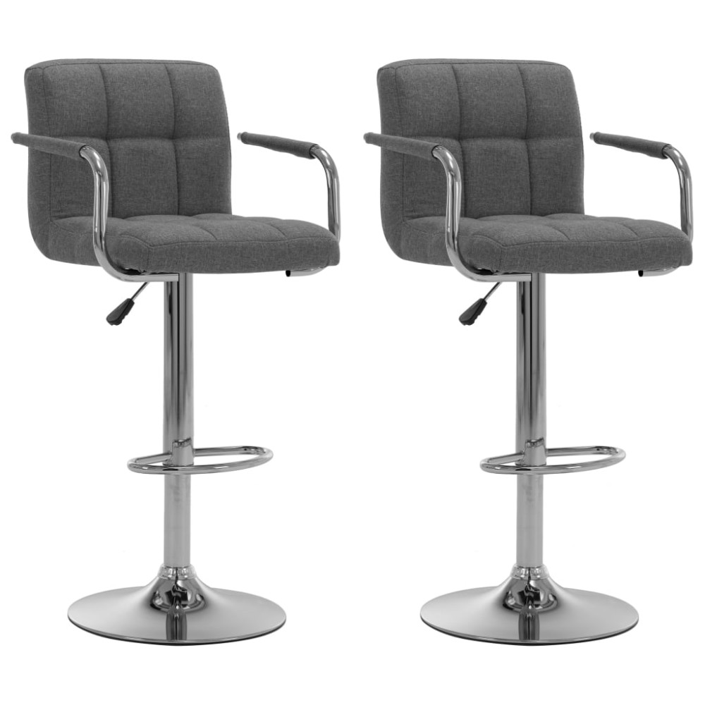 vidaXL Scaune de bar, 2 buc., gri deschis, material textil