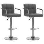 vidaXL Scaune de bar, 2 buc., gri deschis, material textil vidaXL Scaune de bar, 2 buc., gri deschis, material textil