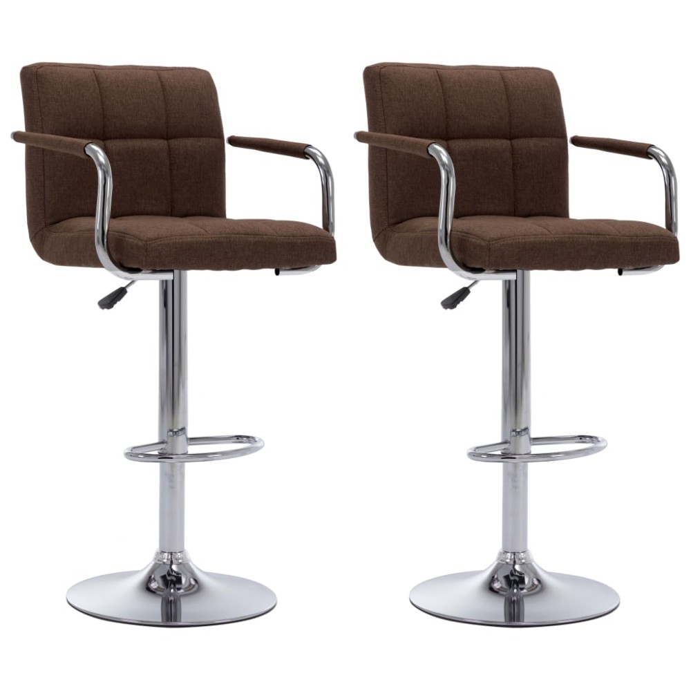vidaXL Scaune de bar, 2 buc., maro, material textil