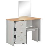 vidaXL Masă de toaletă cu oglindă și taburet, gri, 104x45x131 cm vidaXL Masă de toaletă cu oglindă și taburet, gri, 104x45x131 cm