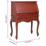 vidaXL Birou secretar, maro, 78 x 42 x 103 cm, lemn masiv de mahon