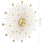 vidaXL Ceas de perete, auriu, 70 cm, metal vidaXL Ceas de perete, auriu, 70 cm, metal