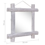 vidaXL Oglindă cu ramă din bușteni, alb, 70x70 cm, lemn masiv reciclat