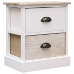 vidaXL Noptiere, 2 buc., alb & natural, 38x28x45 cm, lemn paulownia vidaXL Noptiere, 2 buc., alb & natural, 38x28x45 cm, lemn paulownia