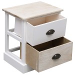 vidaXL Noptiere, 2 buc., alb & natural, 38x28x45 cm, lemn paulownia vidaXL Noptiere, 2 buc., alb & natural, 38x28x45 cm, lemn paulownia