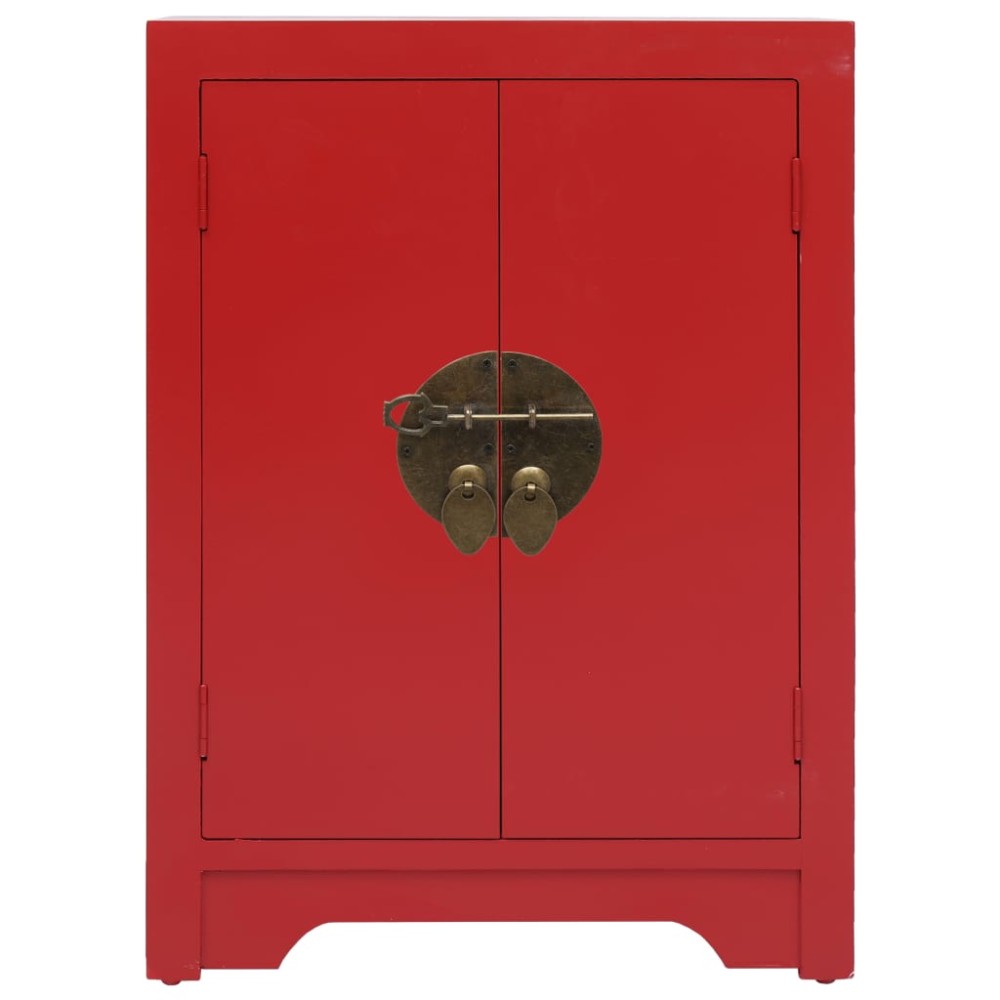 vidaXL Noptieră, roșu, 38 x 28 x 52 cm, lemn de paulownia