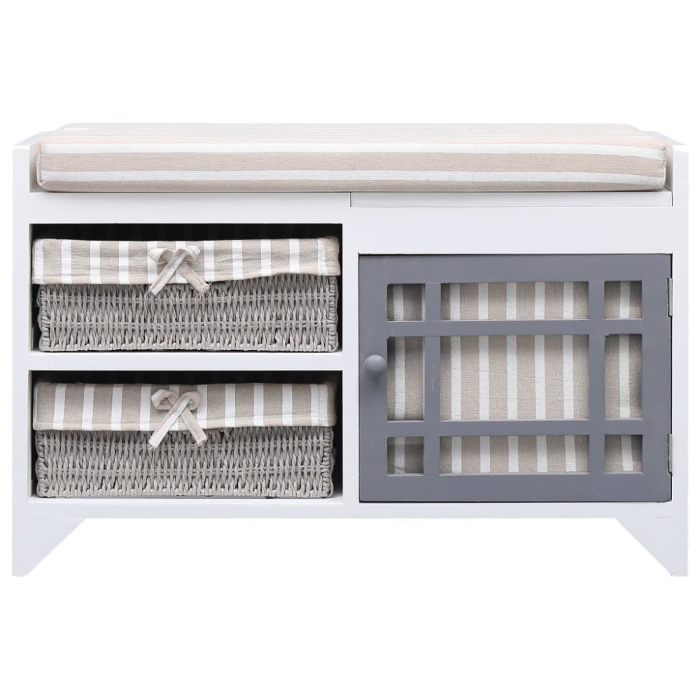 vidaXL Bancă de hol, alb, 70x33,5x45 cm, lemn de paulownia