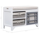 vidaXL Bancă de hol, alb, 70x33,5x45 cm, lemn de paulownia