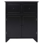 vidaXL Dulap lateral, negru, 60 x 30 x 75 cm, lemn de paulownia