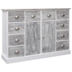 vidaXL Dulap cu 10 sertare, gri, 113x30x79 cm, lemn vidaXL Dulap cu 10 sertare, gri, 113x30x79 cm, lemn