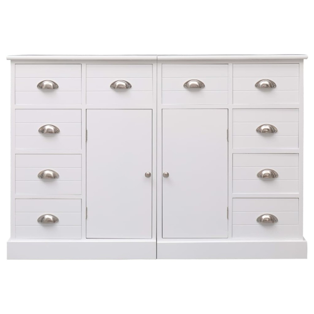 vidaXL Dulap cu 10 sertare, alb, 113 x 30 x 79 cm, lemn