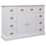 vidaXL Dulap cu 10 sertare, alb, 113 x 30 x 79 cm, lemn vidaXL Dulap cu 10 sertare, alb, 113 x 30 x 79 cm, lemn