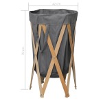 vidaXL Coș de rufe pliabil, gri, lemn și material textil vidaXL Coș de rufe pliabil, gri, lemn și material textil