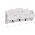 vidaXL Cuier de perete, alb, 50 x 10 x 23 cm, lemn vidaXL Cuier de perete, alb, 50 x 10 x 23 cm, lemn