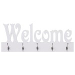 vidaXL Cuier de perete WELCOME, alb, 74 x 29,5 cm