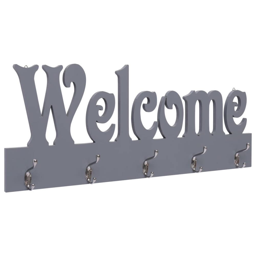vidaXL Cuier de perete WELCOME, gri, 74 x 29,5 cm