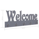 vidaXL Cuier de perete WELCOME, gri, 74 x 29,5 cm