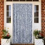 vidaXL Perdea de insecte, albastru, alb, argintiu, 90x220 cm, Chenille vidaXL Perdea de insecte, albastru, alb, argintiu, 90x220 cm, Chenille