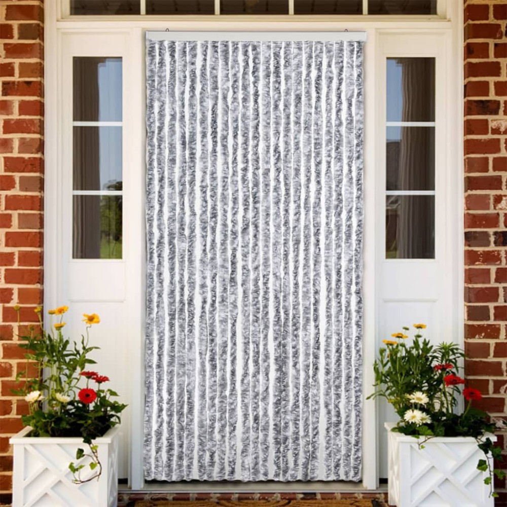 vidaXL Perdea pentru insecte, alb și gri, 90x220 cm, Chenille