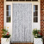 vidaXL Perdea pentru insecte, alb și gri, 90x220 cm, Chenille vidaXL Perdea pentru insecte, alb și gri, 90x220 cm, Chenille