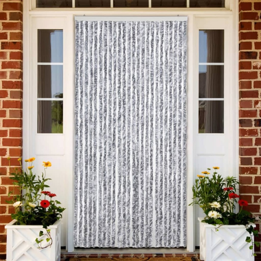 vidaXL Perdea pentru insecte, alb și gri, 100x220 cm, Chenille