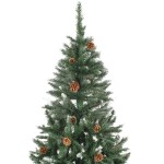 vidaXL Brad de Crăciun artificial cu conuri pin și sclipici alb 210 cm vidaXL Brad de Crăciun artificial cu conuri pin și sclipici alb 210 cm
