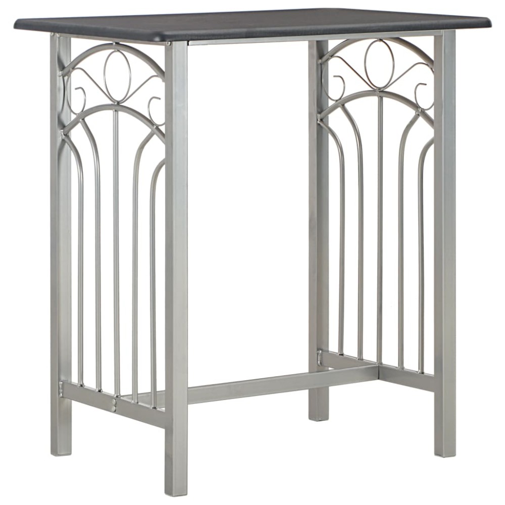 vidaXL Set mobilier de bar, 3 piese, negru, lemn și oțel