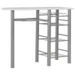 vidaXL Set mobilier de bar, cu rafturi, 3 piese, alb, lemn și oțel vidaXL Set mobilier de bar, cu rafturi, 3 piese, alb, lemn și oțel