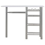 vidaXL Set mobilier de bar, cu rafturi, 3 piese, alb, lemn și oțel vidaXL Set mobilier de bar, cu rafturi, 3 piese, alb, lemn și oțel