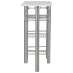 vidaXL Set mobilier de bar, cu rafturi, 3 piese, alb, lemn și oțel vidaXL Set mobilier de bar, cu rafturi, 3 piese, alb, lemn și oțel