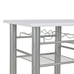 vidaXL Set mobilier de bar, cu rafturi, 3 piese, alb, lemn și oțel vidaXL Set mobilier de bar, cu rafturi, 3 piese, alb, lemn și oțel