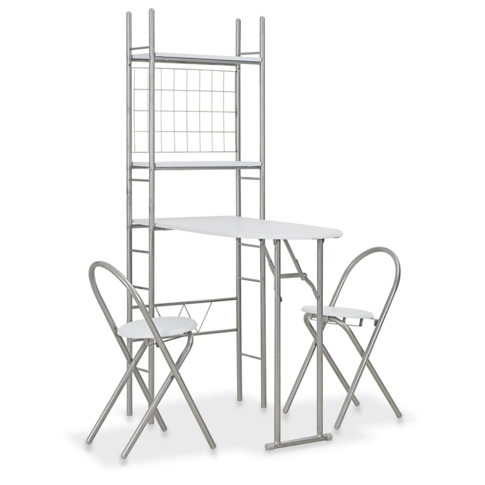 vidaXL Set mobilier bucătărie cu depozitare, 3 piese, alb, MDF și oțel