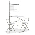 vidaXL Set mobilier bucătărie cu depozitare, 3 piese, alb, MDF și oțel vidaXL Set mobilier bucătărie cu depozitare, 3 piese, alb, MDF și oțel