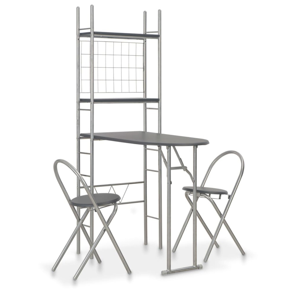 vidaXL Set mobilier bucătărie cu depozitare 3 piese negru, MDF și oțel