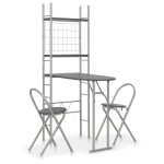 vidaXL Set mobilier bucătărie cu depozitare 3 piese negru, MDF și oțel vidaXL Set mobilier bucătărie cu depozitare 3 piese negru, MDF și oțel